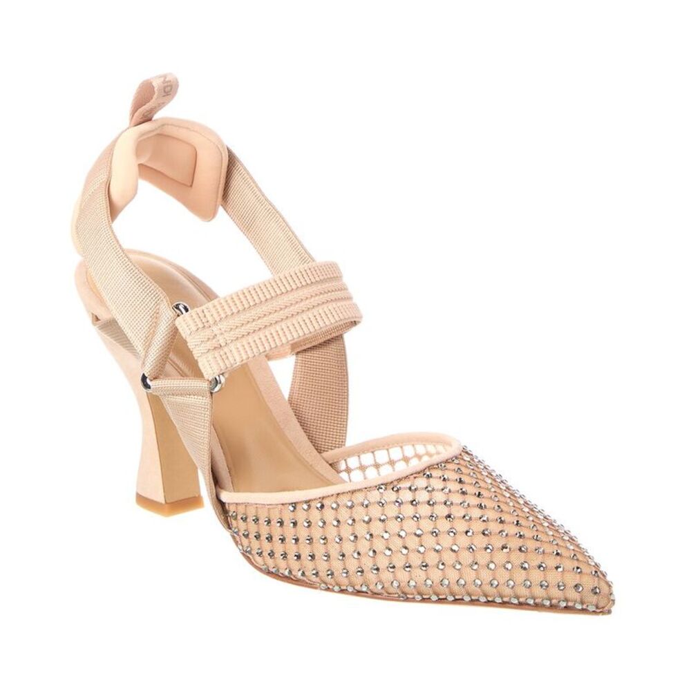 Fendi Colibri Mesh & Suede Slingback Pump, Beige